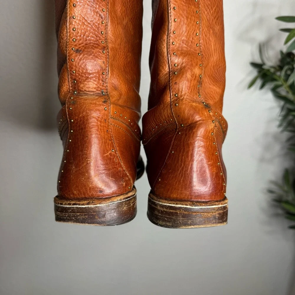 Frye Women's Tan Leather Over‎ the Knee Boots size 9B Vintage Western Boho